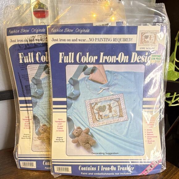 Plaid Other - Set of 2 Iron-On Transfer 57992 Animals & Insects Teddy Bear Design Full Color